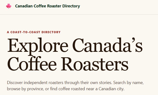Link to 750 coffee roasters in Canada